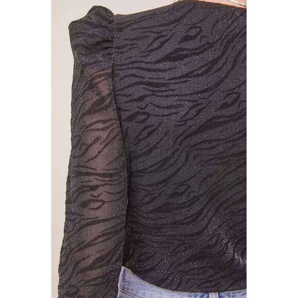 ASTR The Label Bodysuit Black Metallic Wild Night Animal Print NWT Size XS - Picture 4 of 10